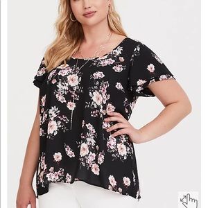 Torrid Black Floral Blouse